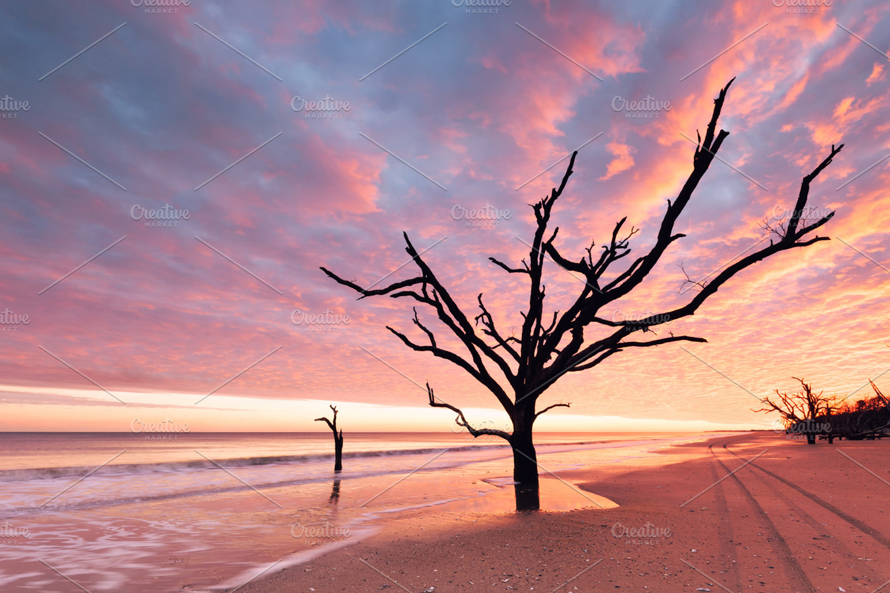 Sunset featuring bay, beach, and botany, a Nature Photo by khoroshkov