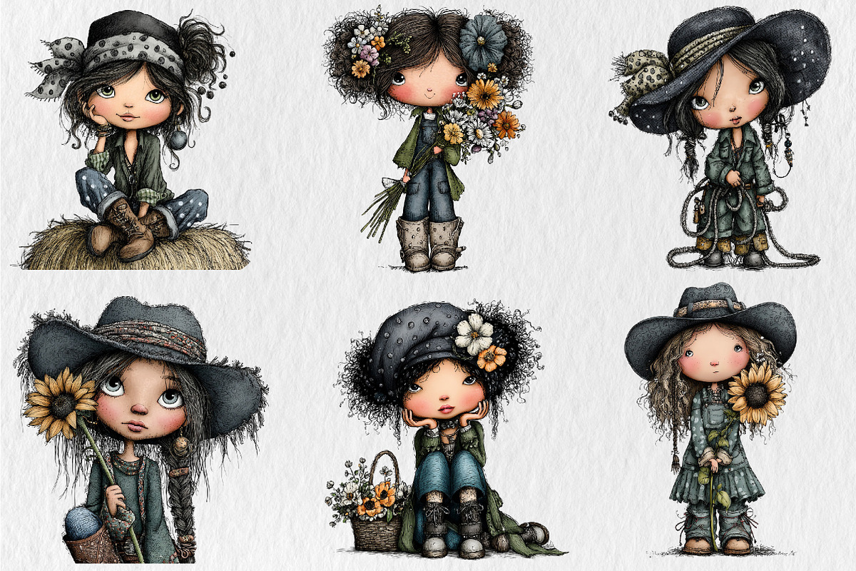 Whimsical Summer Western Girl, a Seasonal Illustration by Rose Art (Photo 3 of 5)