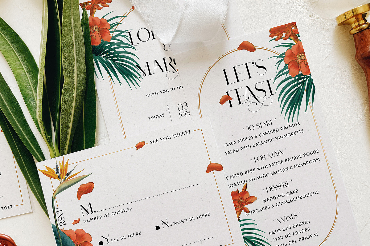 Fancy Tropical Wedding Suite, an Invitation Template by BlueRobinDesignShop (Photo 5 of 13)