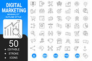Digital Marketing outline icon set, an Outline Icon by Icons (Thumbnail 1 of 3)