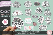 Funny Crochet Stickers Pack PNG, a Decorative Illustration by TheBlackCatPrints (Thumbnail 2 of 3)