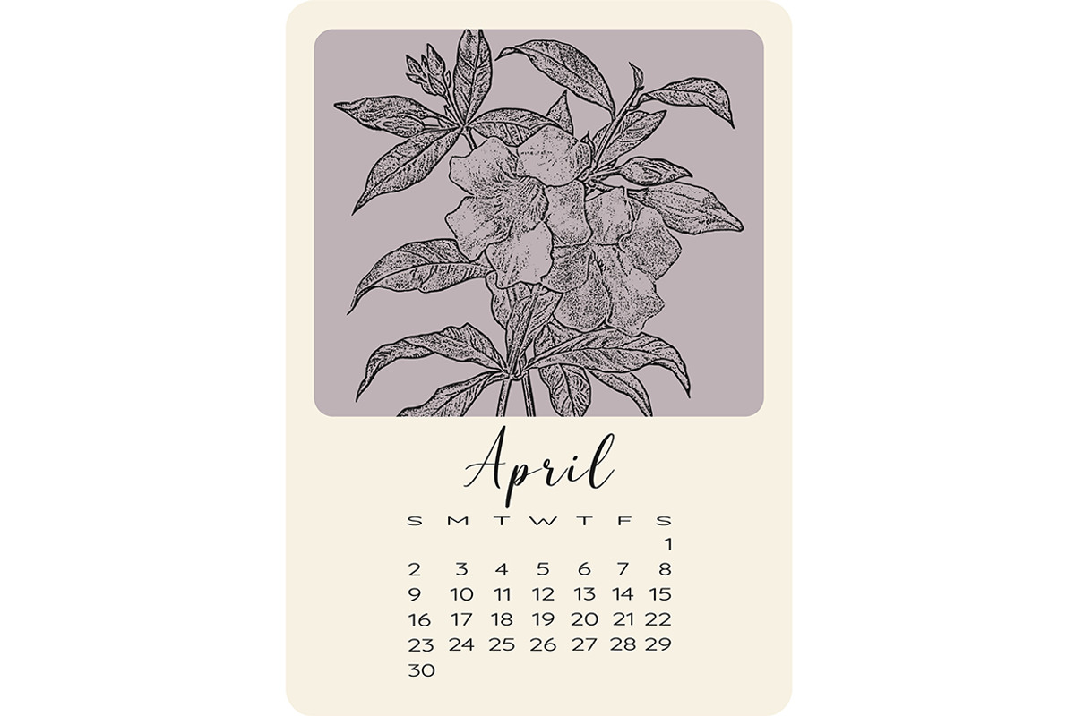 Calendar with monochrome flowers, a Stationery Template by NatalyN (Photo 5 of 13)