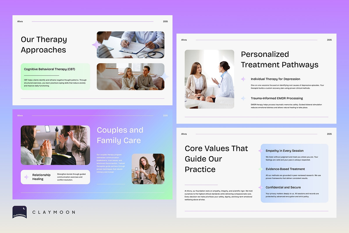 Mental Health Therapy Pitch Deck, a Presentation Template by Claymoon Lab (Photo 6 of 7)