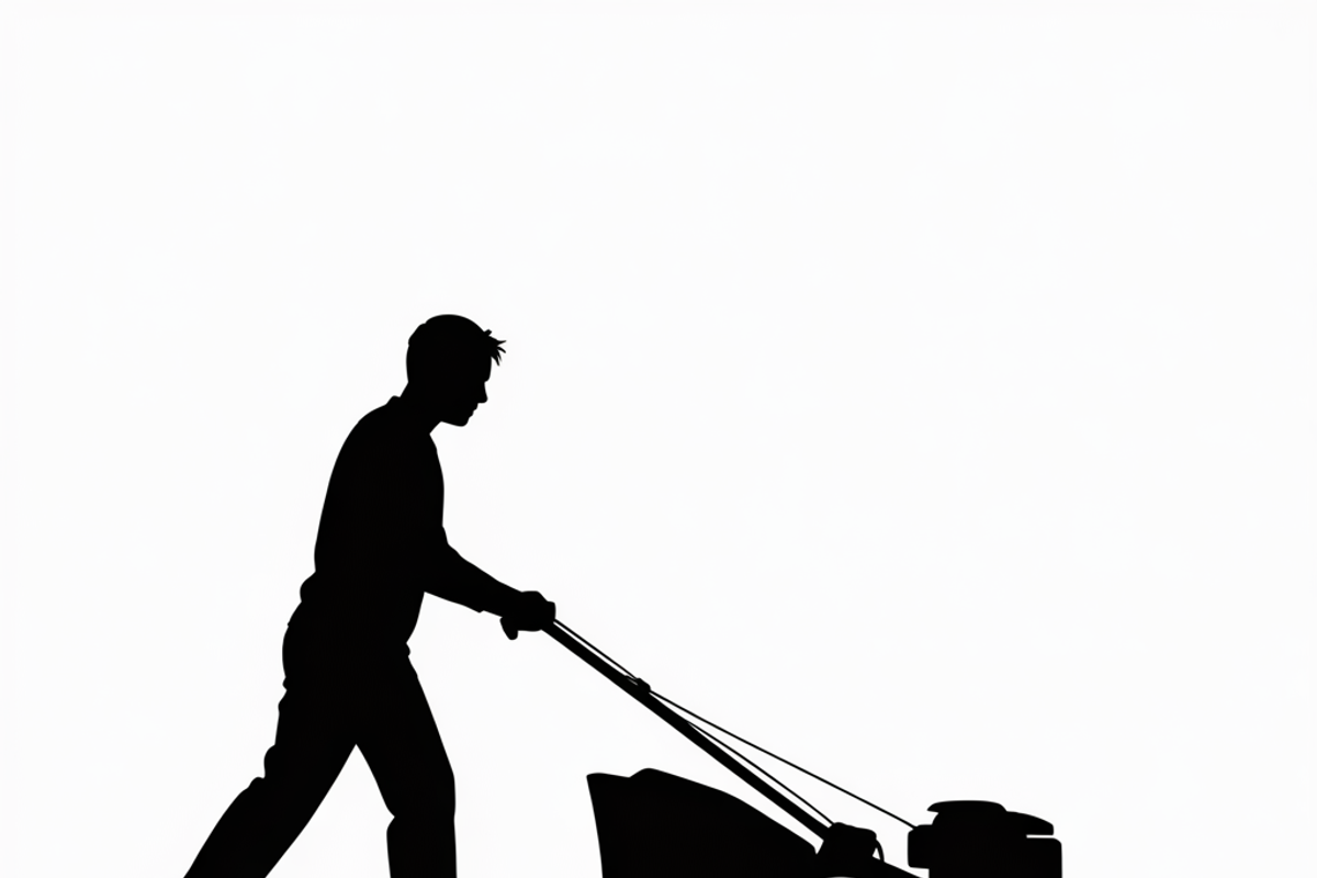 silhouette of a man mowing the lawn, an Illustration by Amazin_art (Photo 3 of 21)