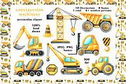 Construction vehicles watercolor set, a Transportation Illustration by SabinaWatercolorArt (Thumbnail 1 of 20)
