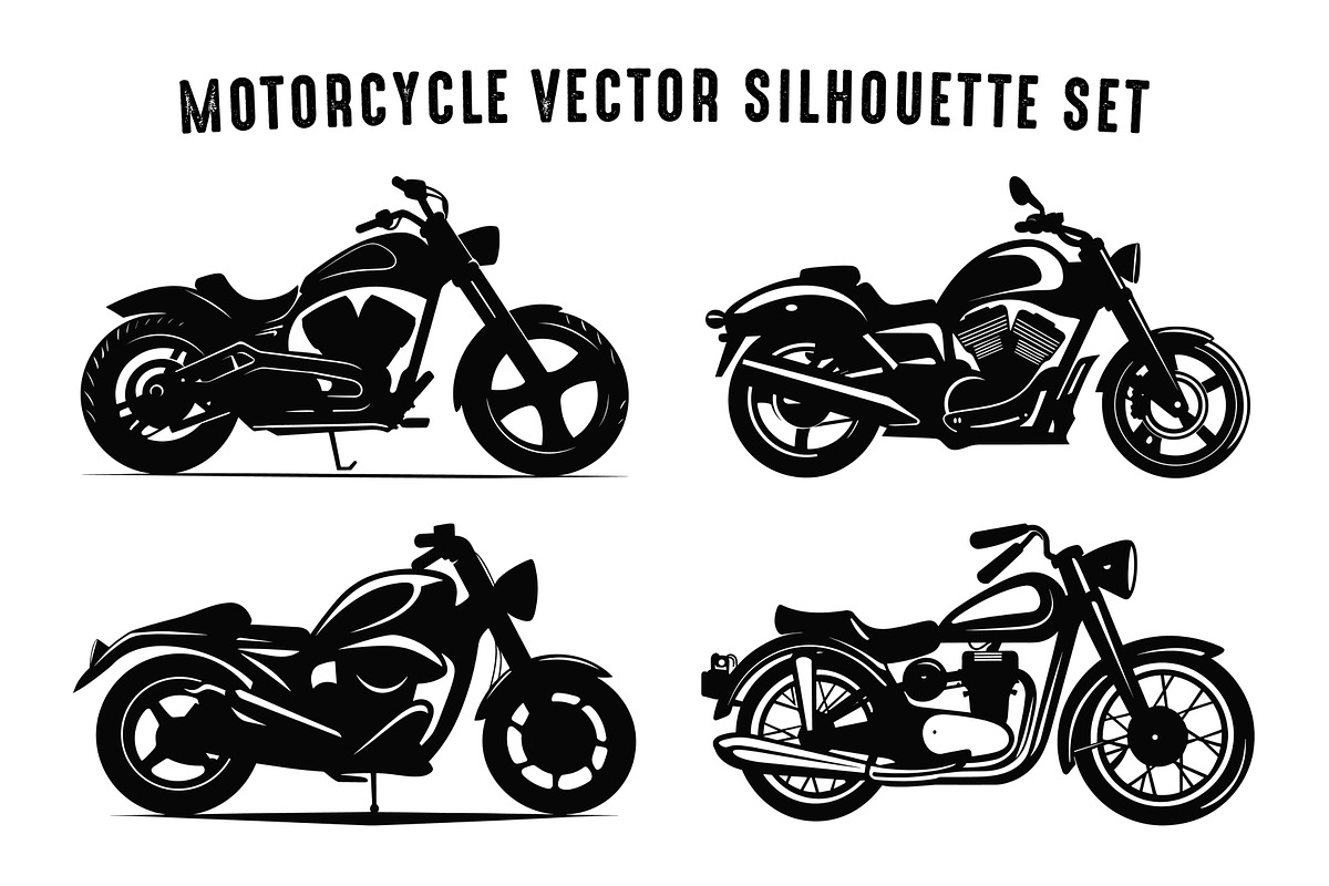 Motorcycle Vector Silhouettes Set, a Transportation Illustration by Gfx Expert Team (Photo 3 of 3)