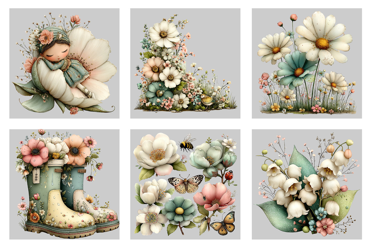 Watercolor Spring Flower Clipart, an Illustration by Black Bird Studio (Photo 5 of 5)