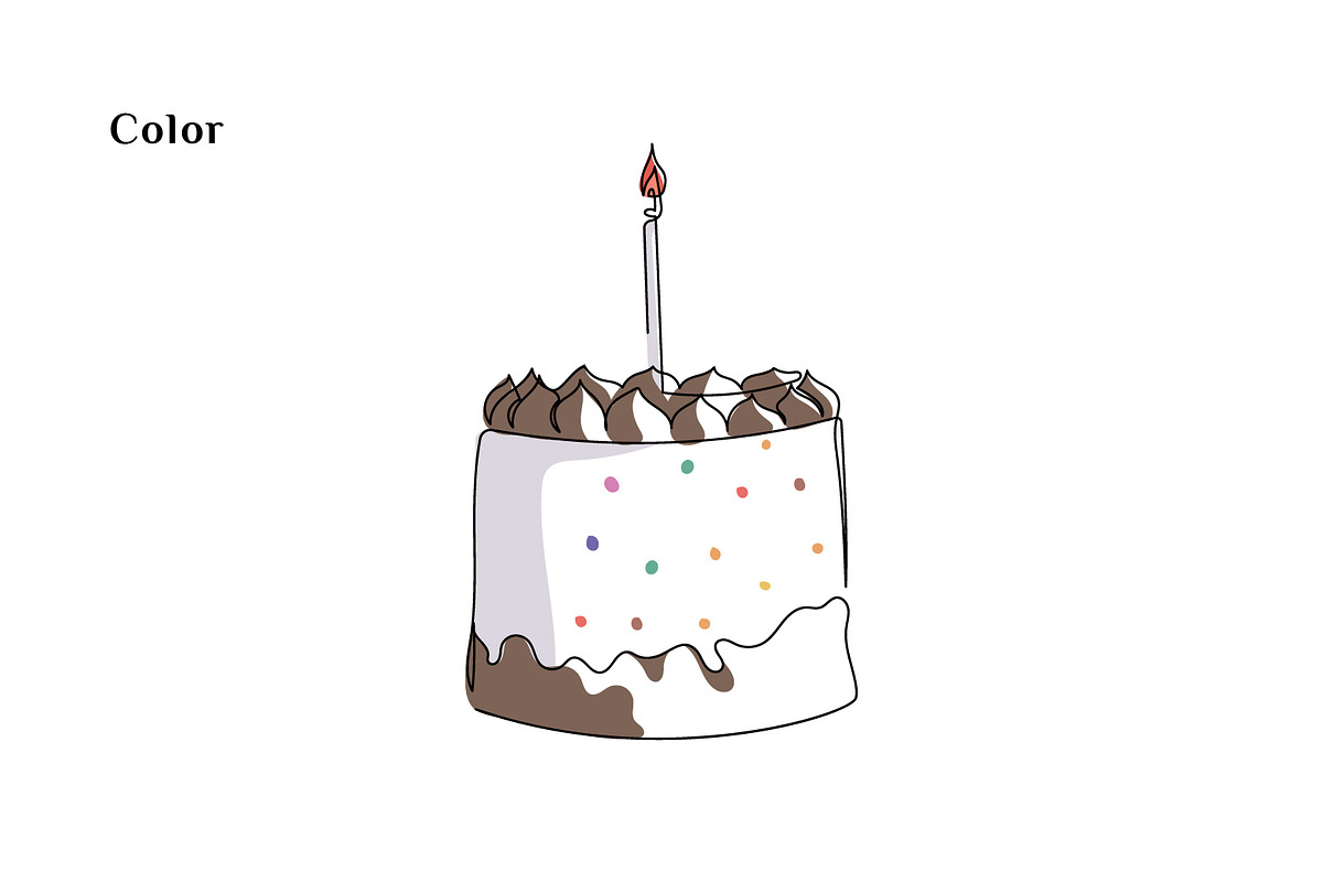 Line Art Cake Illustration, a Decorative Illustration by Brand_Hero (Photo 3 of 4)