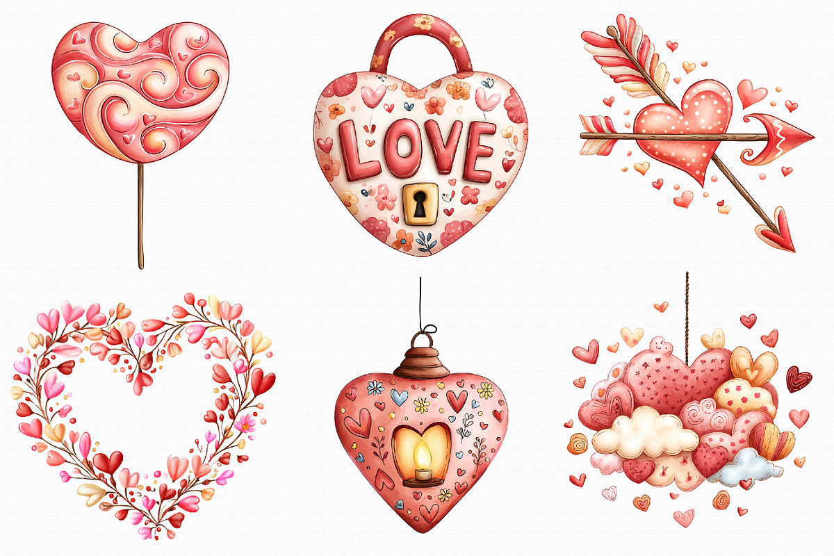Cute Whimsical Valentine Clipart, an Illustration by Libby Wishes (Photo 6 of 6)