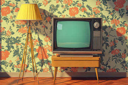 Classic television set with floral w, a Photo by Iftikhar Alam