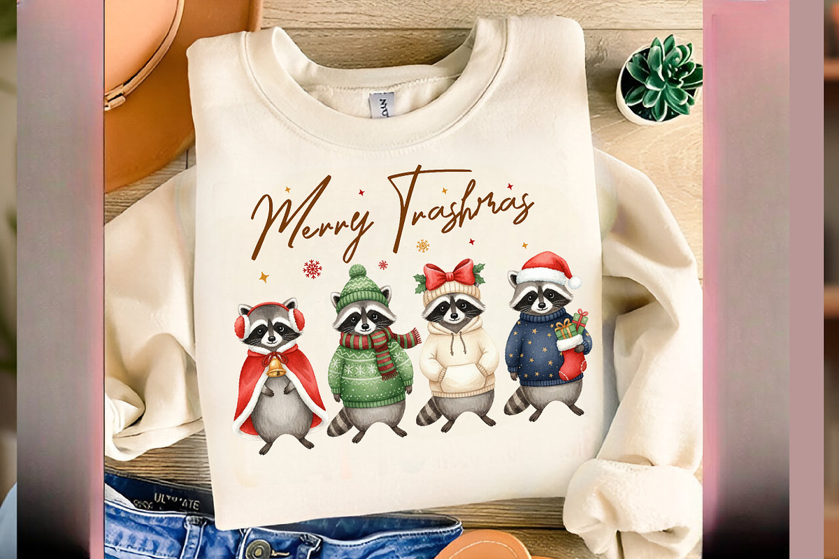 Merry Trashmas Raccoon Christmas PNG, an Illustration by SinaCreation (Photo 5 of 7)
