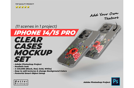 iPhone 14/15 Pro Clear TPU Case Mock, an iPhone Mockup by Bettermockups