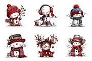 Cute Snowman Clipart Bundle, a Seasonal Illustration by CreationArt (Thumbnail 4 of 5)
