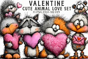 Cute Animal Valentine Love Set Clipa, an Illustration by Libby Wishes (Thumbnail 1 of 6)