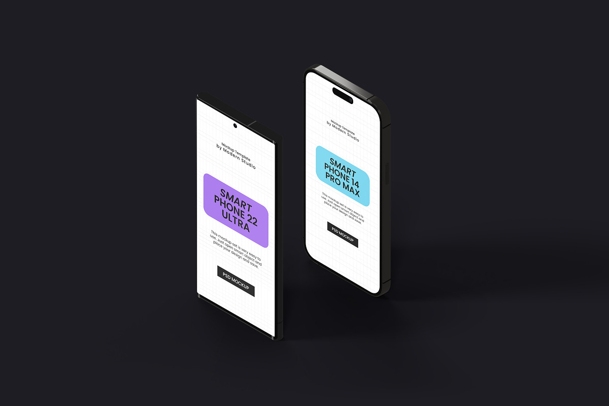 iPhone 14 Pro Max & S22 Ultra Mockup, an iPhone Mockup by Modern Studio (Photo 13 of 20)