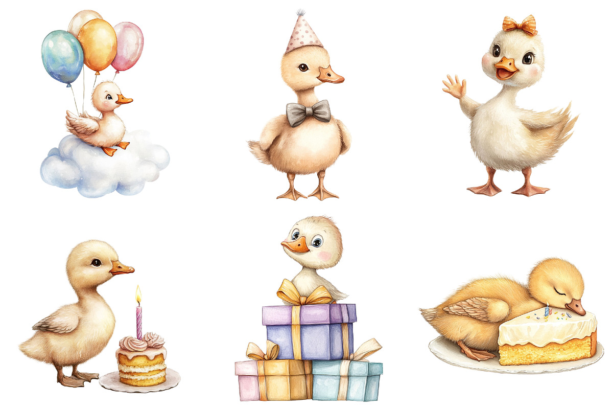 Watercolor Baby Goose Birthday png, an Icon by Watercolor design (Photo 5 of 5)