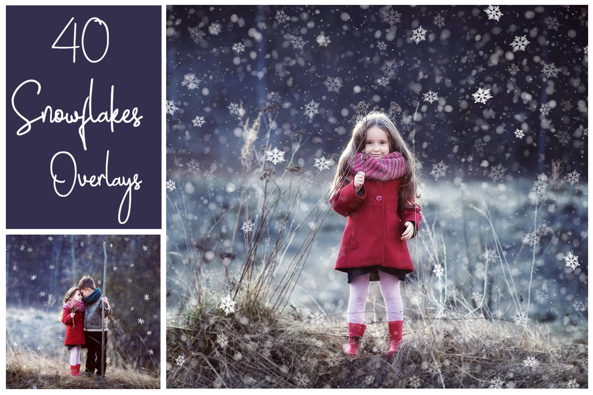 40 Dreamy Snowflakes PNG Overlays, a Texture Graphic by LovePhotoMoment (Photo 1 of 16)