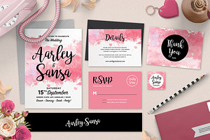 Watercolor Wedding Invitation Set, an Invitation Template by Aarley Kaiven