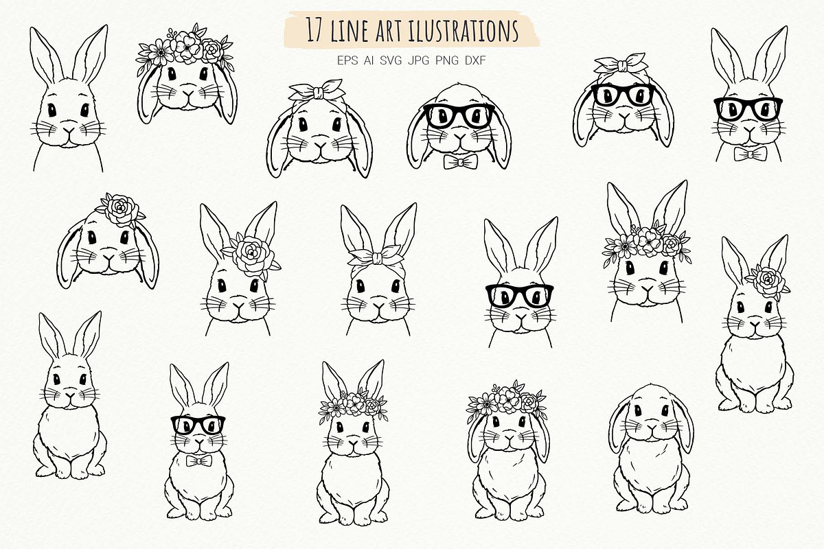 Cute Bunny. Easter Line Art, an Animal Illustration by Irina Ostapenko (Photo 2 of 7)