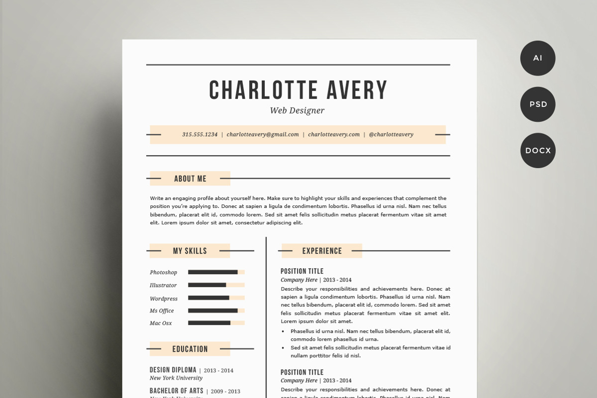 Resume Template 4 Pack | CV Template, a Resume Template by Refinery Resume Co. (Photo 1 of 3)