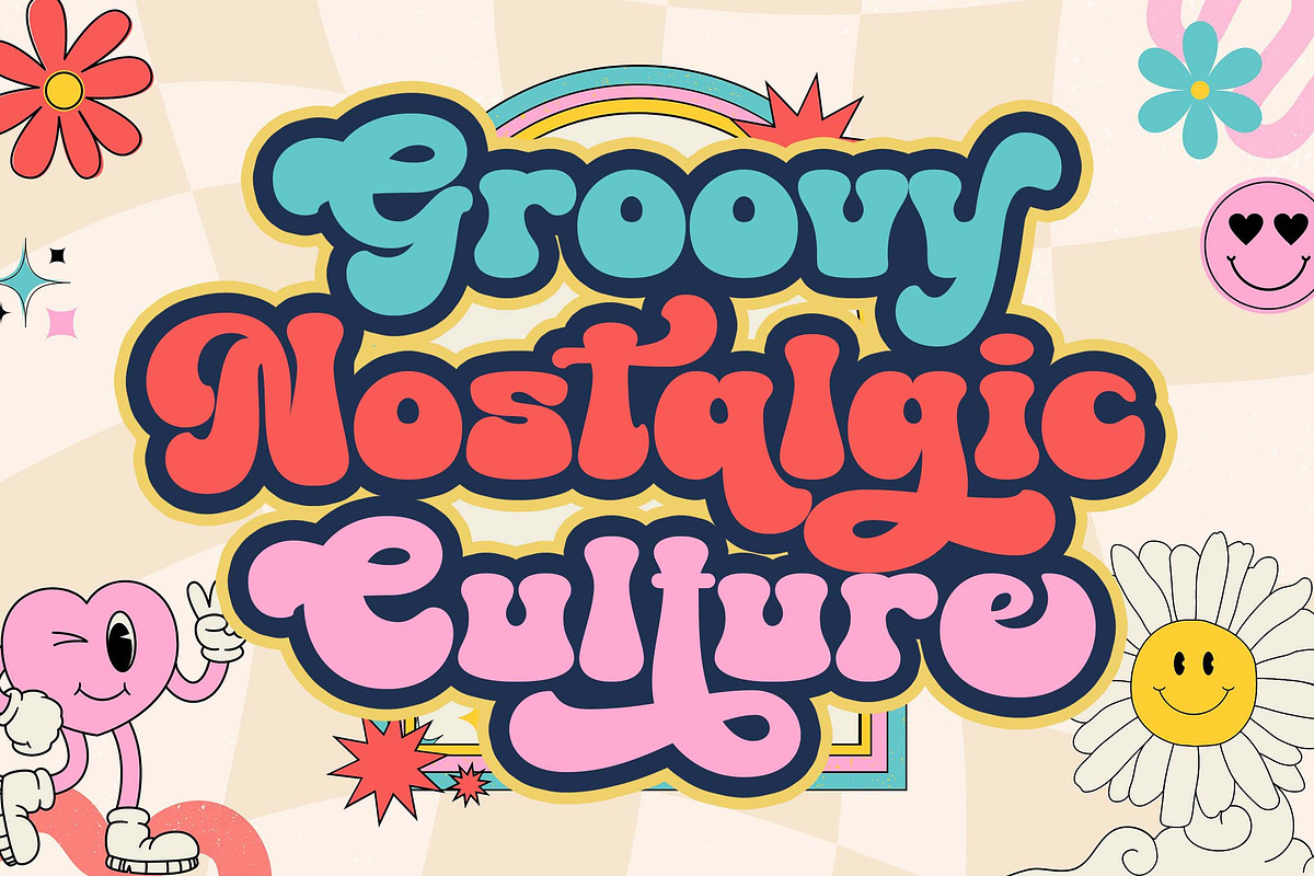 Retro Voyage a Groovy Font, a Script Font by Blankids Studio (Photo 7 of 11)