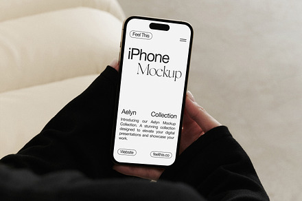 iPhone 15 Pro in Hands Mockup, an iPhone Mockup by Feel This