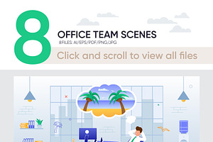 Office Team Vector Scenes