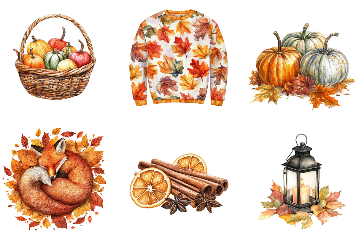 Watercolor Autumn Clipart, an Illustration by cherrydesign (Photo 3 of 3)
