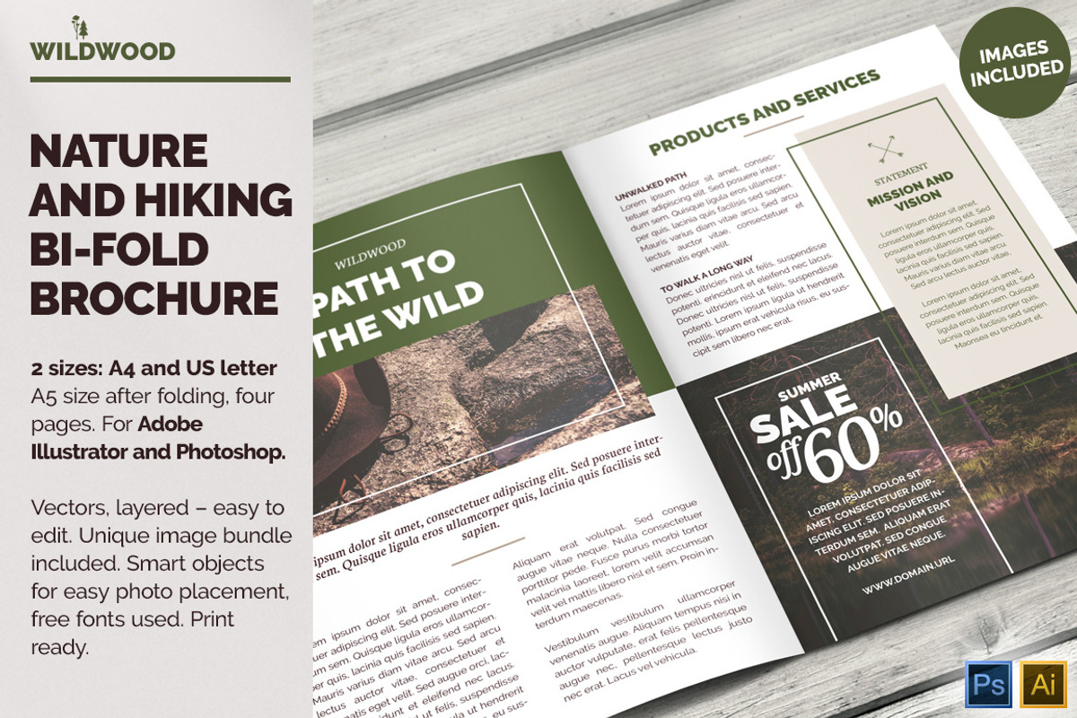 WILDWOOD bi-fold brochure, a Brochure Template by Mikko Lemola (Photo 1 of 6)