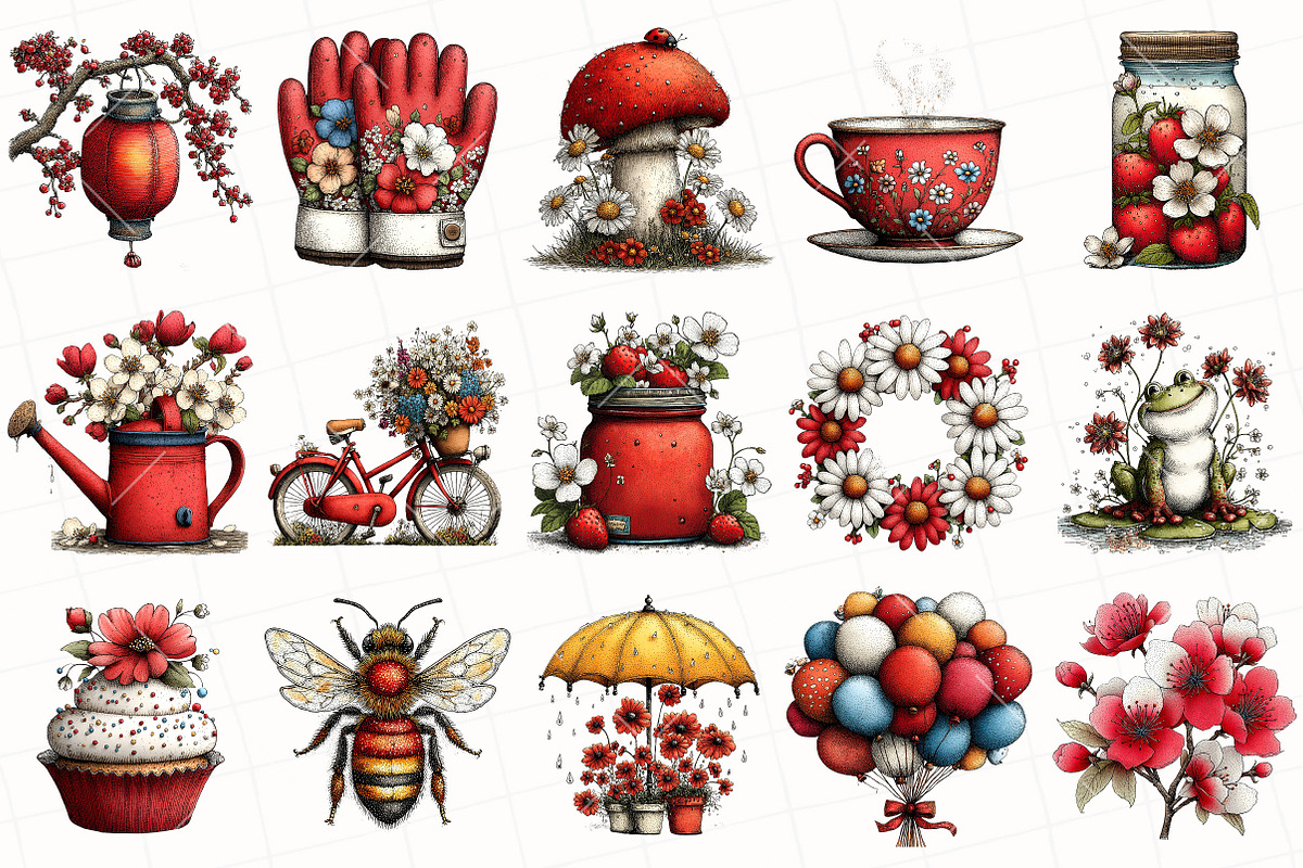 Whimsical Spring Clipart Bundle, a Seasonal Illustration by OK Design (Photo 3 of 6)
