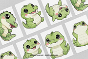 15 Bundle Watercolor Baby Crocodile, an Animal Illustration by Morspective (Thumbnail 3 of 8)