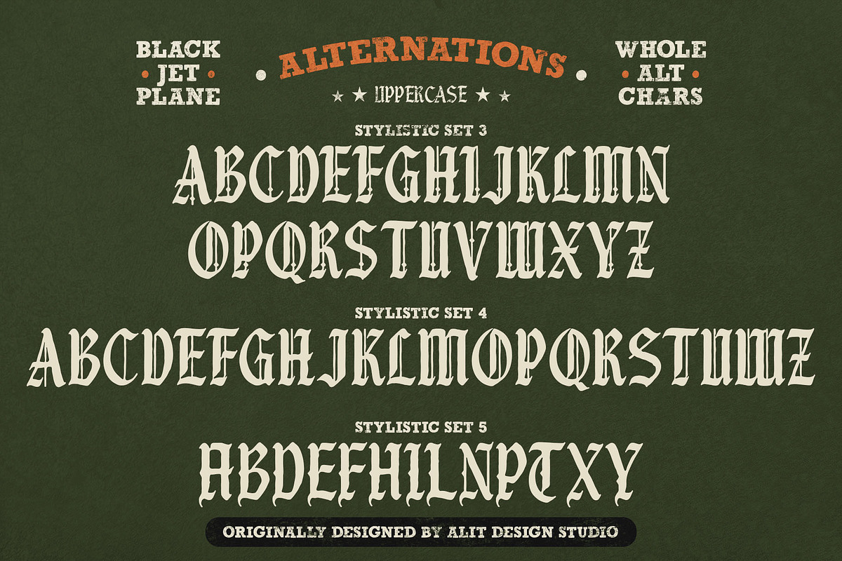 Black Jet Plane Typeface, a Blackletter Font by alit design (Photo 10 of 17)