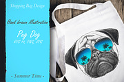 Pug Dog / Summertime, an Animal Illustration by Victoria_Novak (Thumbnail 3 of 3)