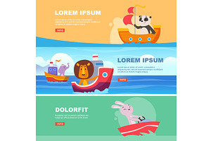 Animals sailors. banners, an Animal Illustration by Onyx