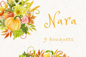 Autumn Pumpkin Floral Clipart