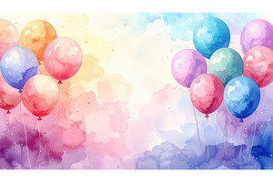 Colorful watercolor balloons, a Holiday Photo by Igor Tichonow