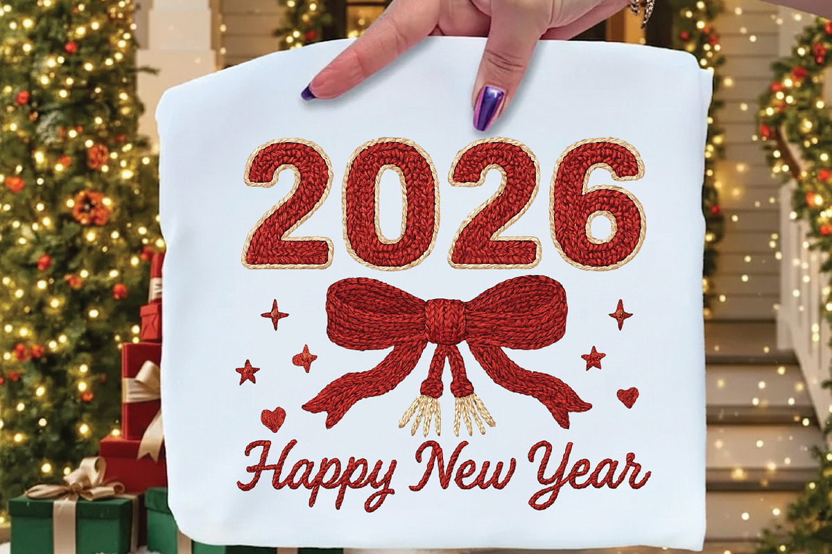 Knitted 2026 Happy New Year PNG, an Illustration by Black Bird Studio (Photo 1 of 8)
