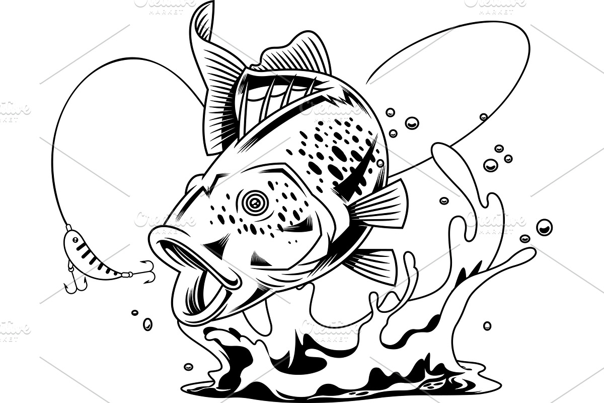 Powerful Bass Fish Cartoon Character, an Illustration by HitToon