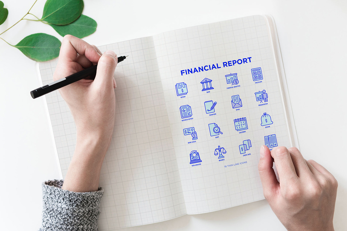 Financial Report | 16 Thin Line Icon, an Outline Icon by Alex Blogoodf (Photo 4 of 11)