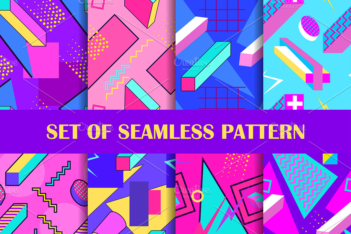 Memphis 80s Set of seamless pattern, a Pattern Graphic by Andy Vinnikov
