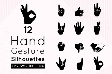 Hand Gesture Silhouettes Clipart, an Object Graphic by Elena Nesterova