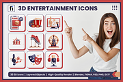 3D Entertainment Icon Set, a Characters & Person 3D Model by Flat Icons (Thumbnail 1 of 8)
