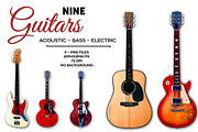 9 Guitars -Basso, Electric, Acoustic, an Object Graphic by Illusiongraphic (Thumbnail 1 of 4)