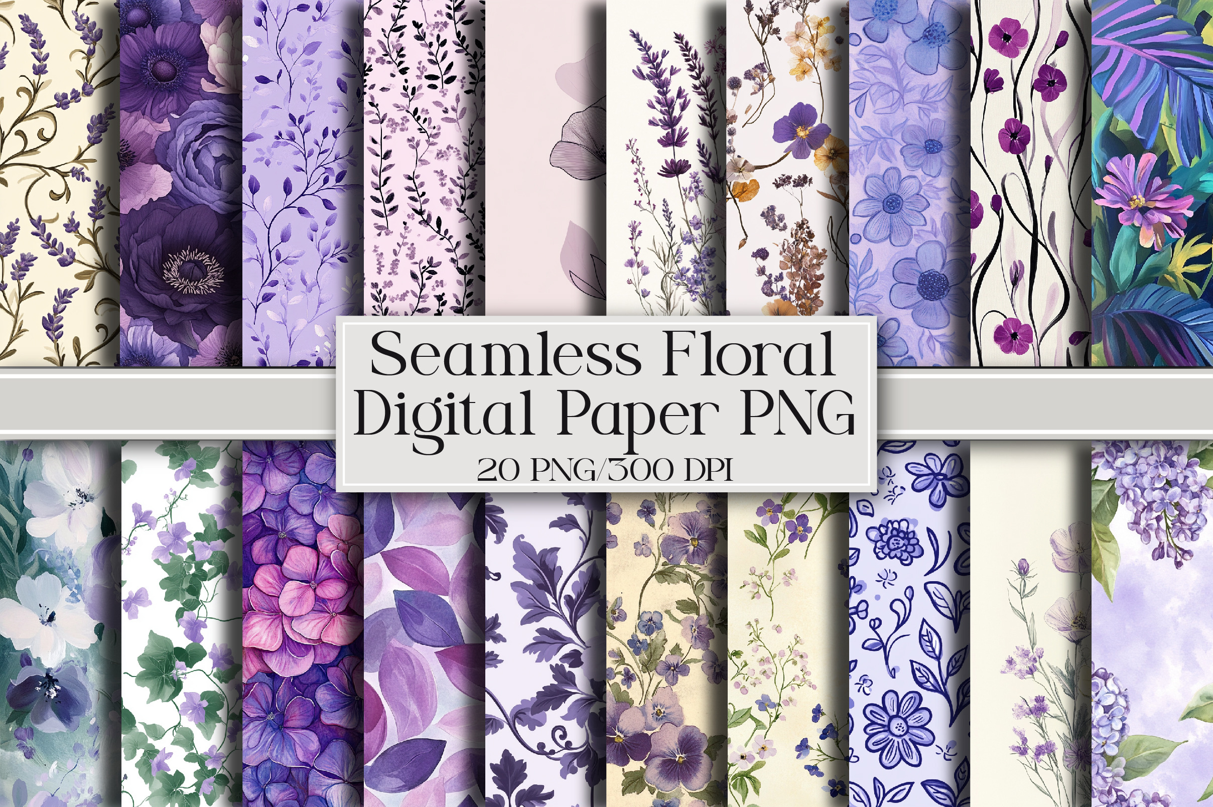 Seamless Floral Digital Paper, a Pattern Graphic by Libby Wishes