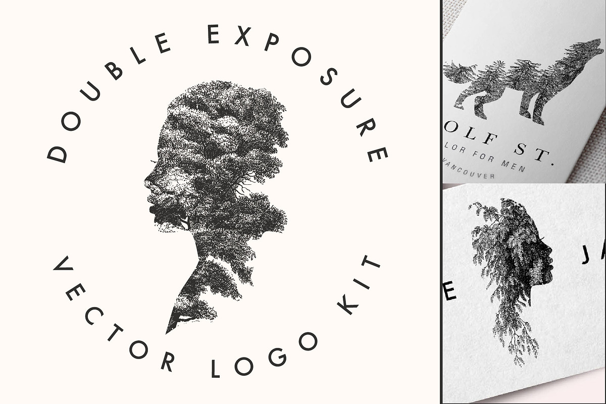 DOUBLE EXPOSURE VECTOR LOGO KIT, a Branding & Logo Template by Tropical Type (Photo 1 of 10)
