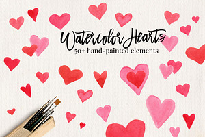 Watercolor Hearts Clip Art