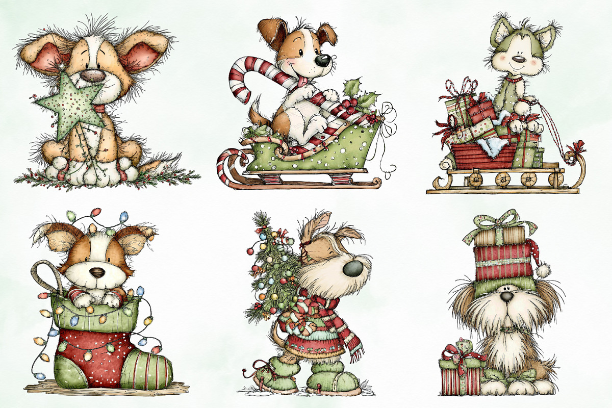 Whimsical Christmas Fluffy Dogs PNG, an Illustration by Creative Art (Photo 7 of 11)