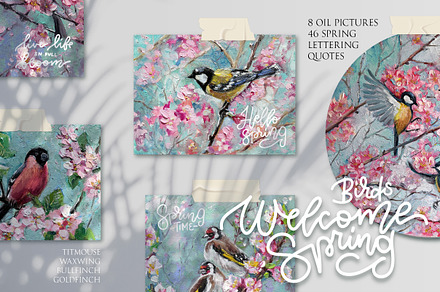 Birds welcome Spring - oil painting