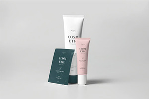 Skincare Tubes And Sachet New Mockup, a Packaging Mockup by DesignRushMarket
