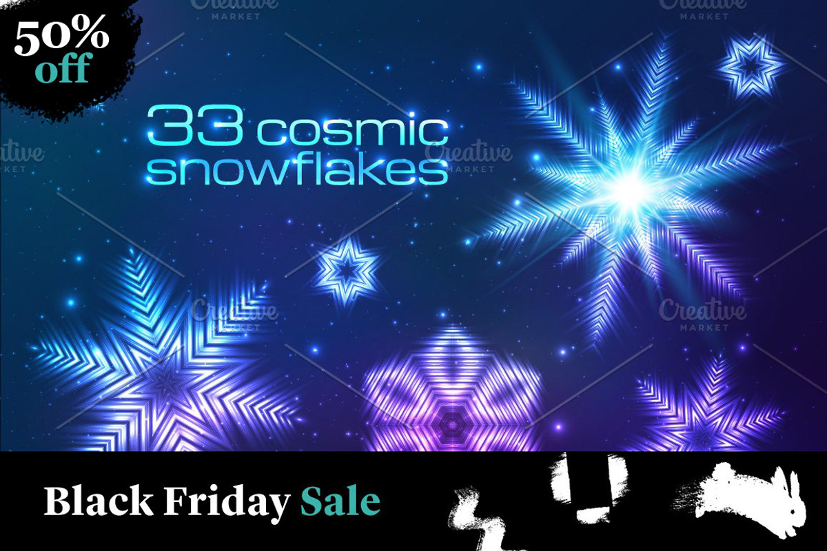 33 cosmic shining vector snowflakes